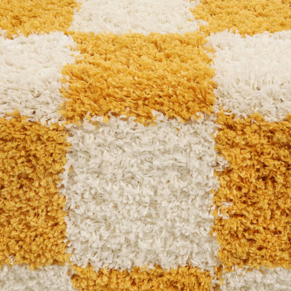 Checkered Yellow Area Rug