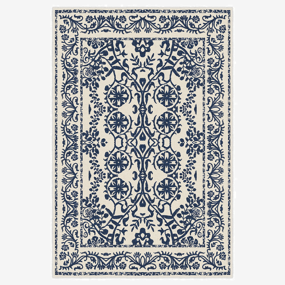 Hekla Area Rug, Washable Rugs, Floral Rugs, Large Area Rug, Blue Rugs ...