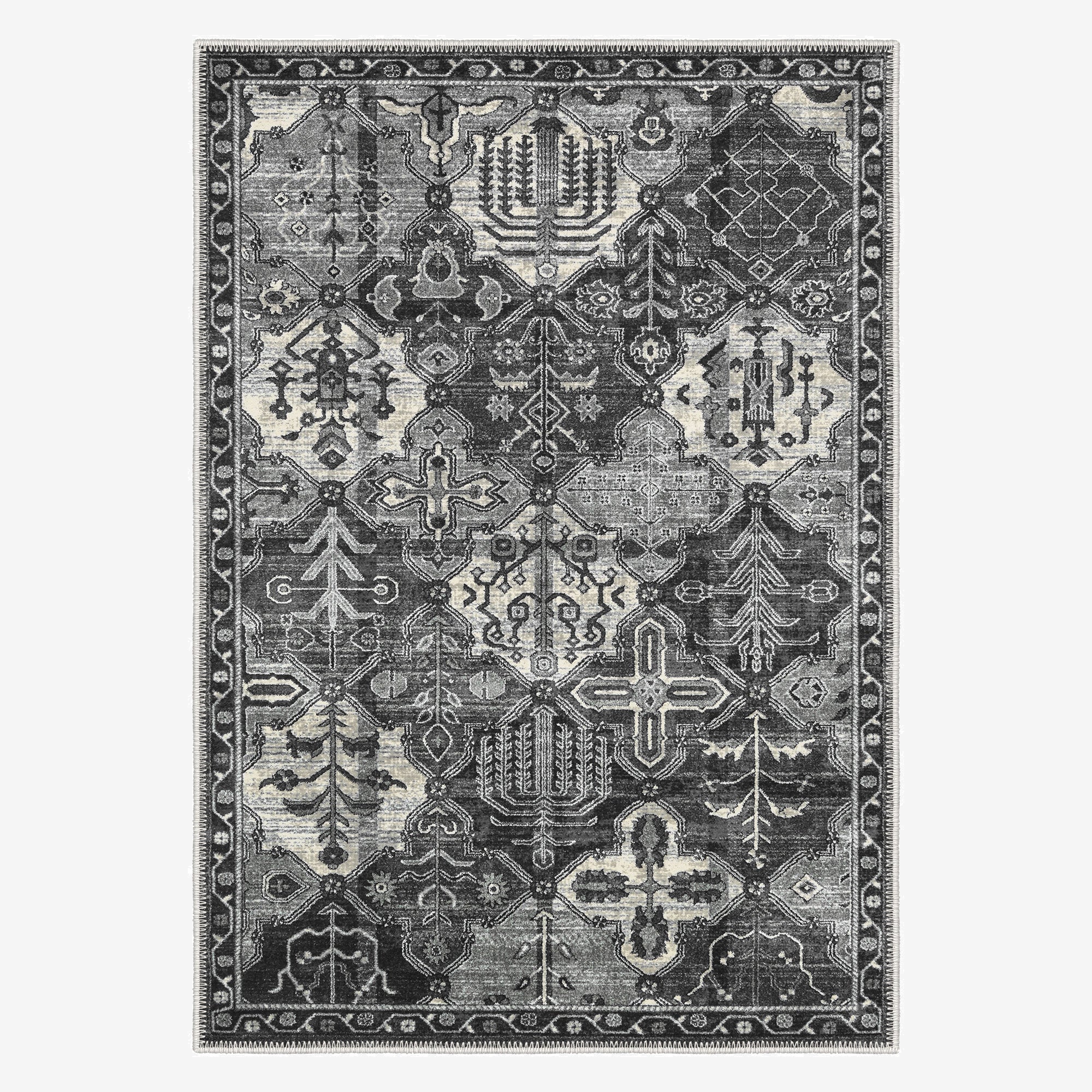 Etna Area Rug, Washable Rugs, Black Rugs, Turkish Rugs, Large Area Rugs ...