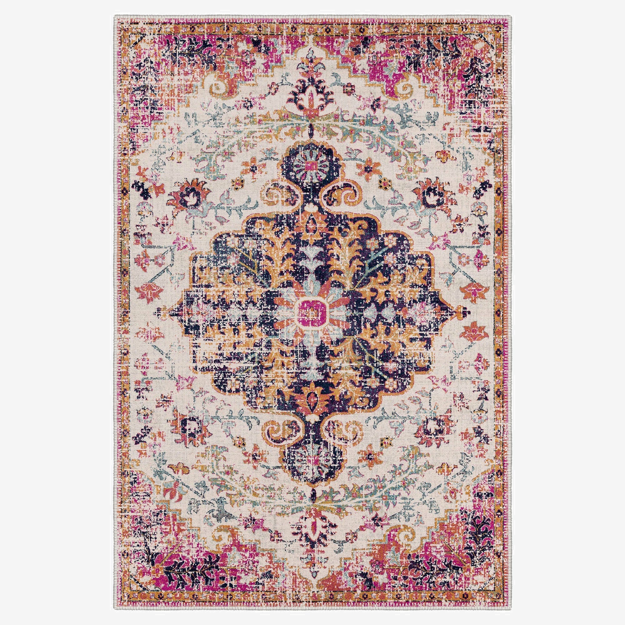 Durmitor Area Rug, Washable Rugs, Vintage Rugs, Vintage Carpet, Pink ...