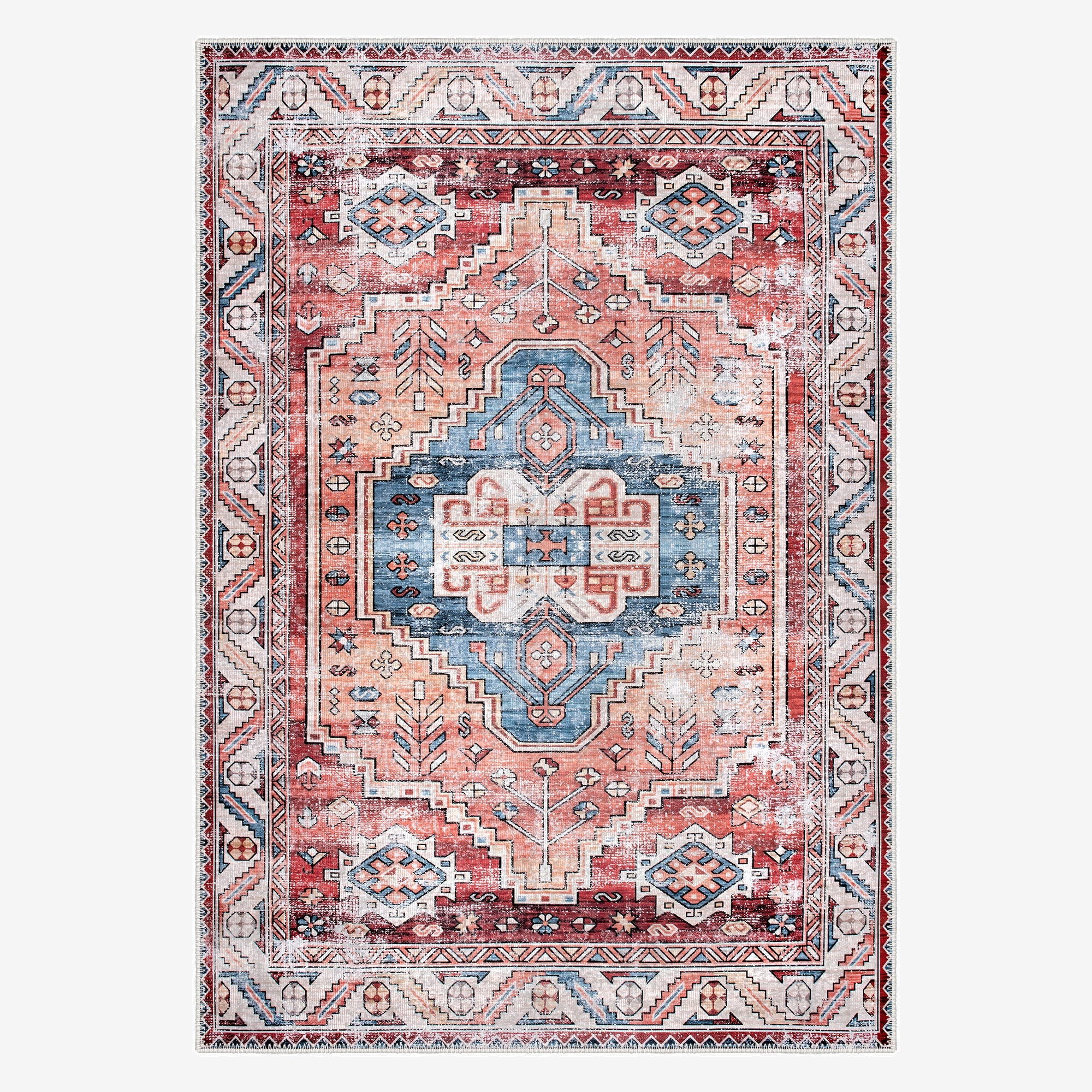 Tolima Area Rug, Washable Rugs, Turkish Rugs, Red Rugs, Living Room ...