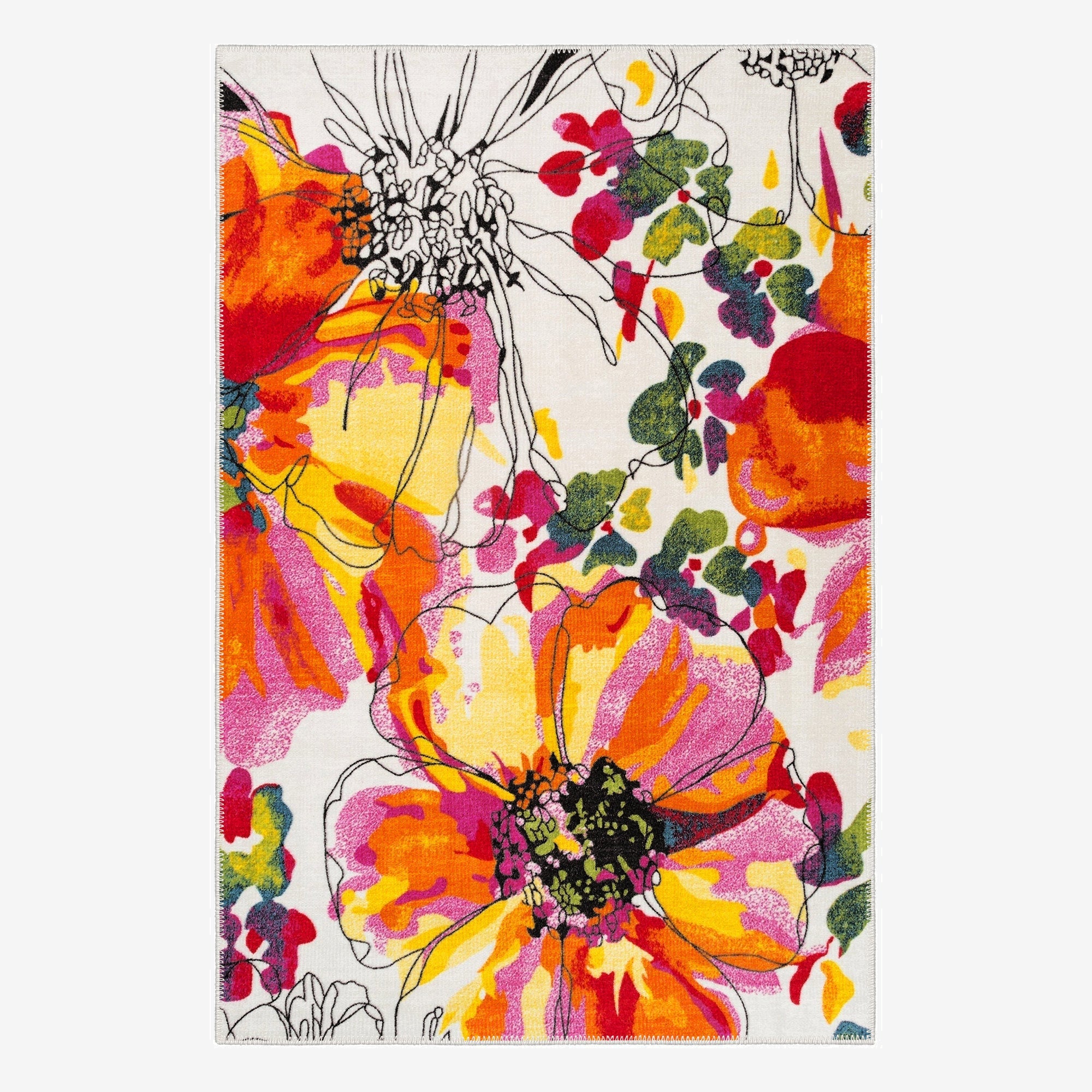 Hilma Area Rug, Washable Rugs, Floral Rugs, Kids Room Rugs, Kids