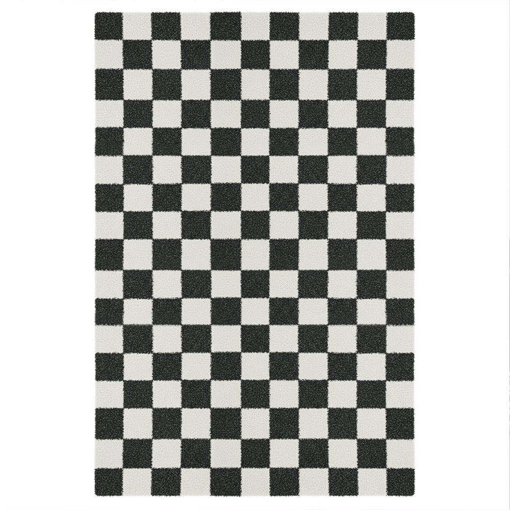 Checkered Black Area Rug