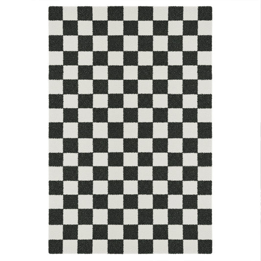 Checkered Black Area Rug
