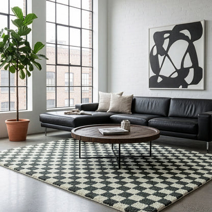 Checkered Black Area Rug