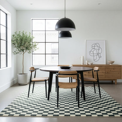 Checkered Black Area Rug