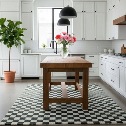 Checkered Black Area Rug