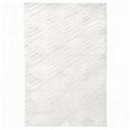 Patterned White Plush Area Rug