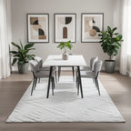 Patterned White Plush Area Rug