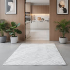 Patterned White Plush Area Rug
