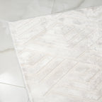 Patterned White Plush Area Rug