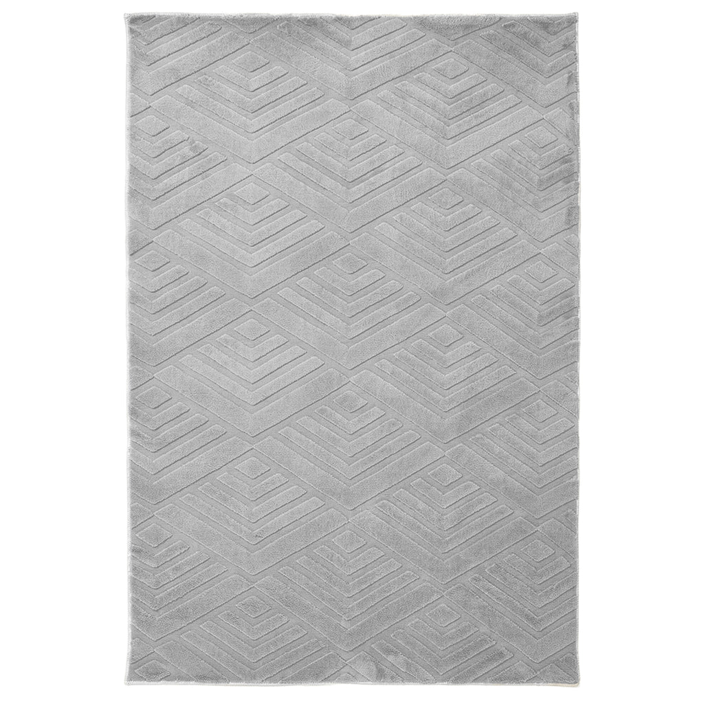 Patterned Gray Plush Area Rug