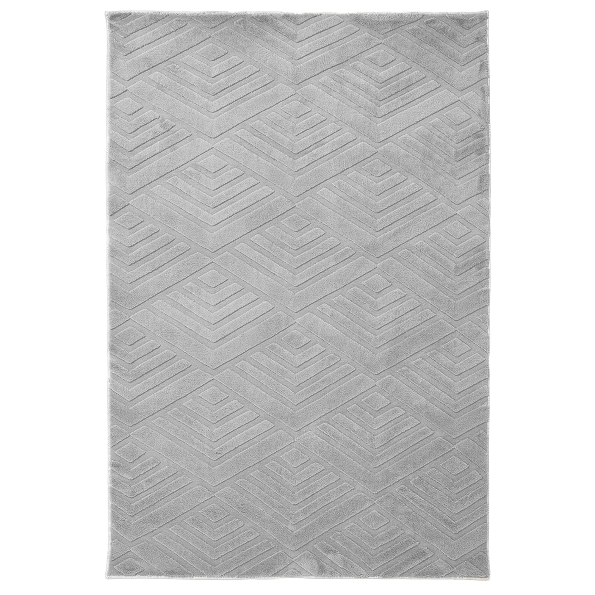 Patterned Gray Plush Area Rug