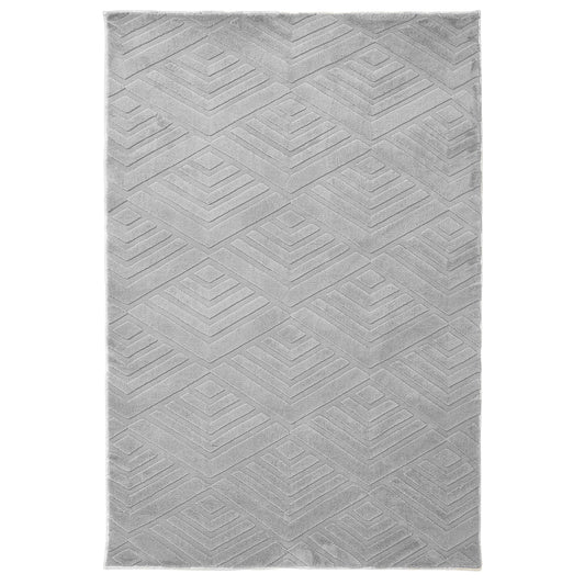 Patterned Gray Plush Area Rug