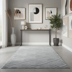 Patterned Gray Plush Area Rug