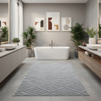 Patterned Gray Plush Area Rug