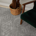 Patterned Gray Plush Area Rug