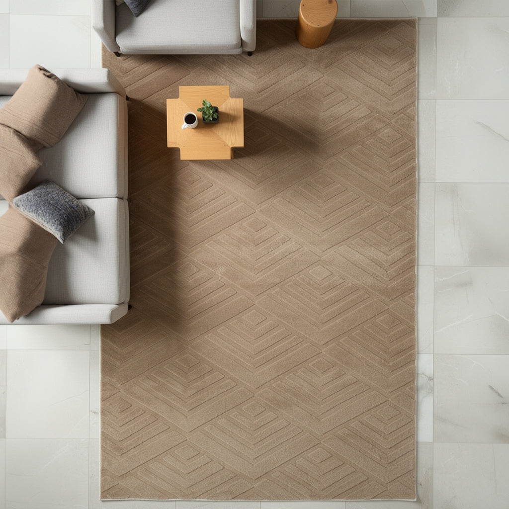 Patterned Brown Plush Area Rug