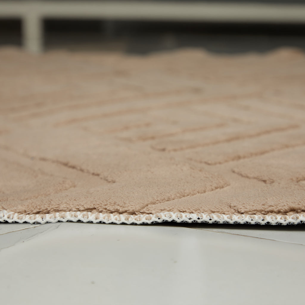 Patterned Brown Plush Area Rug