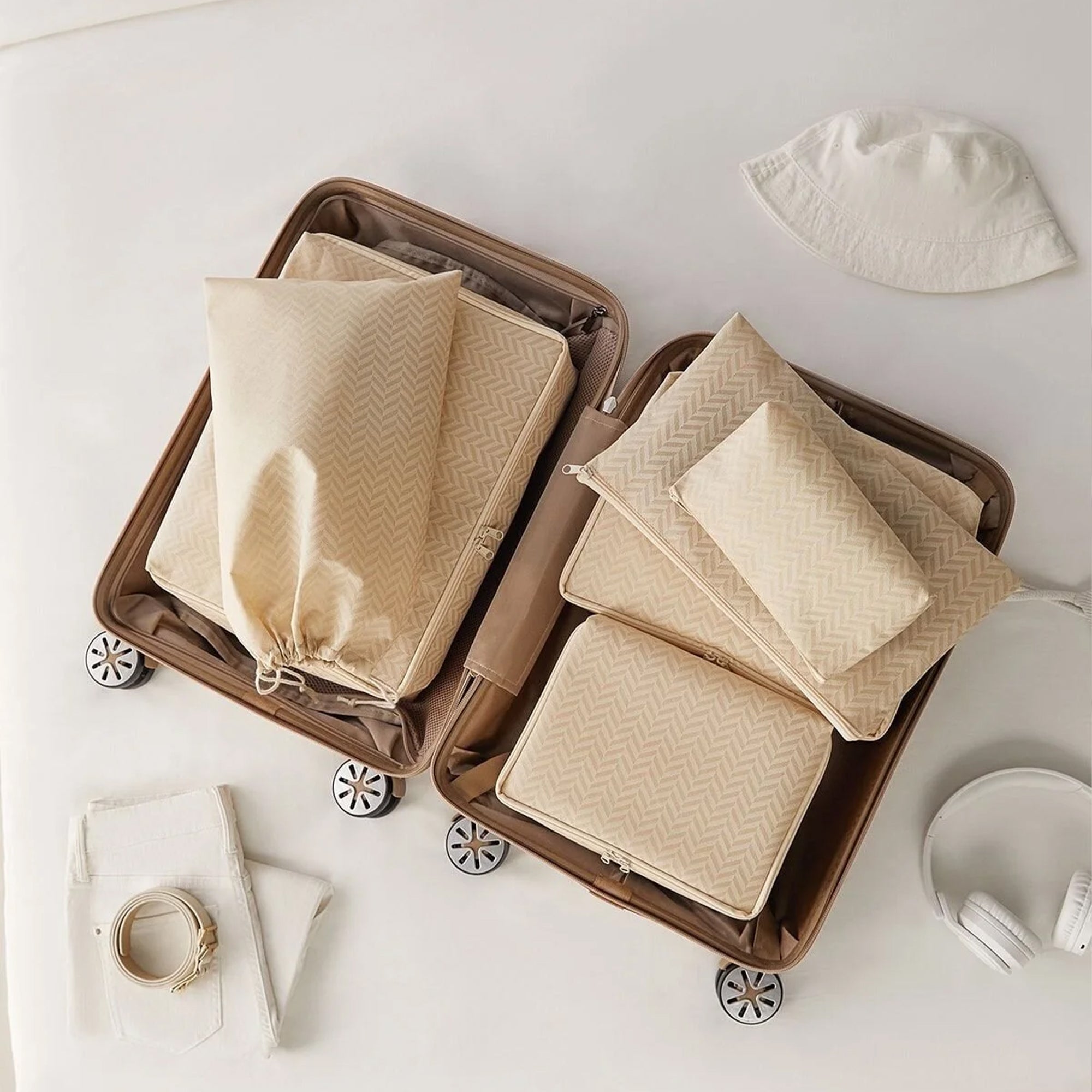 Beige Travel Packing Set