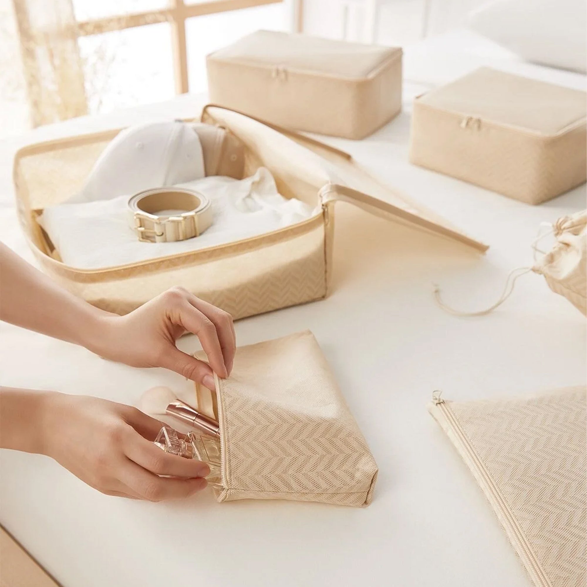 Beige Travel Packing Set