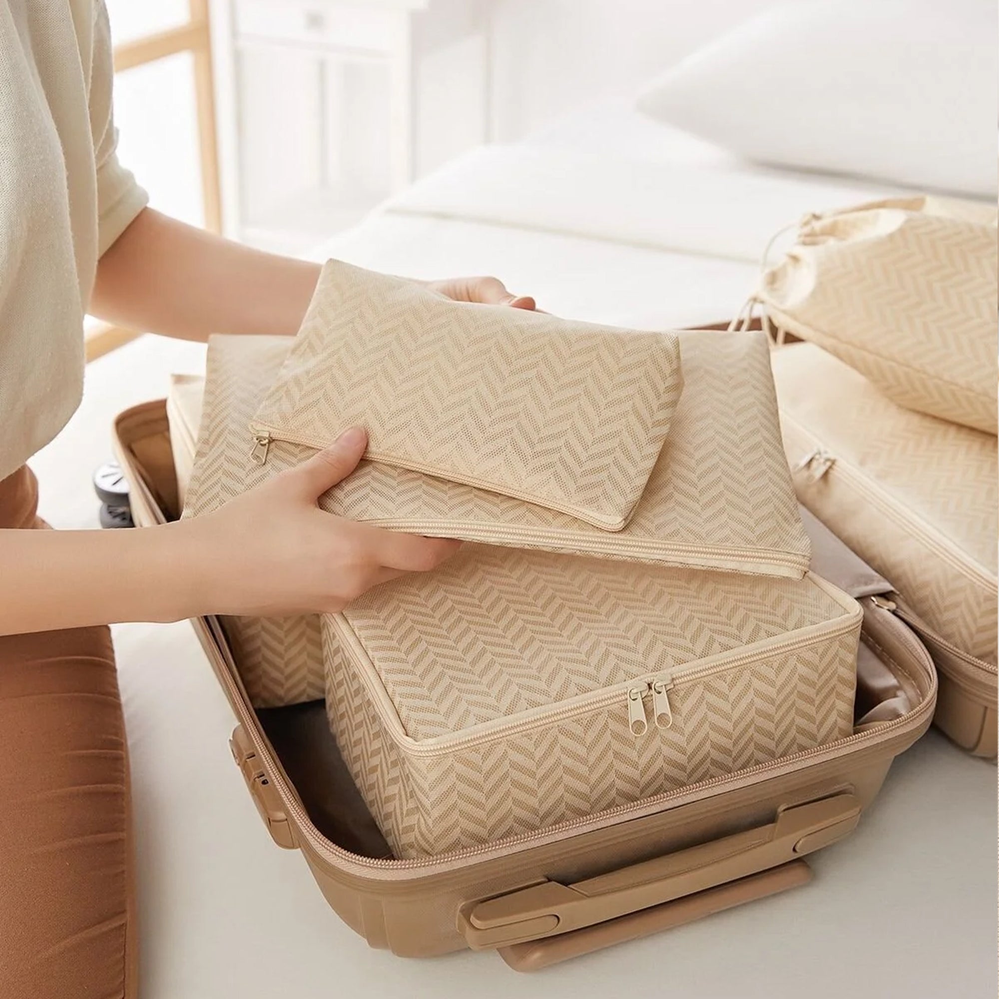 Beige Travel Packing Set