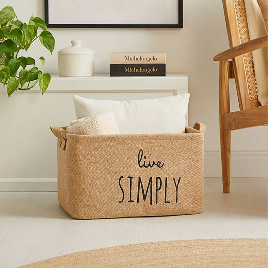 Beige Jute Storage Basket