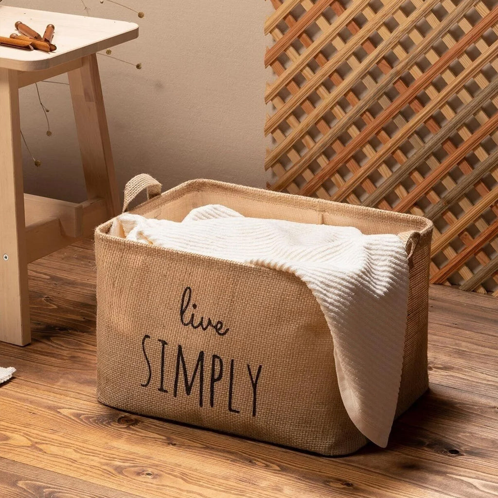 Beige Jute Storage Basket