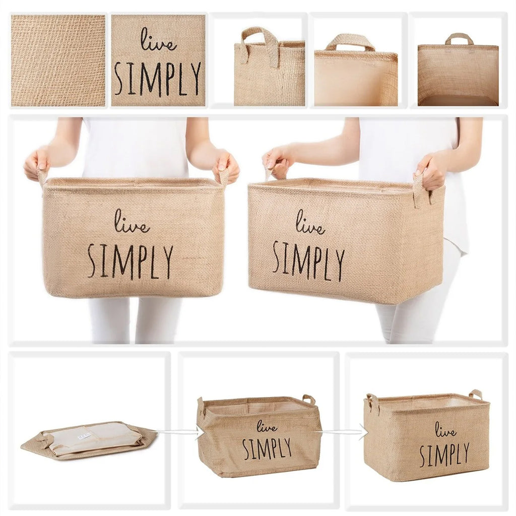 Beige Jute Storage Basket
