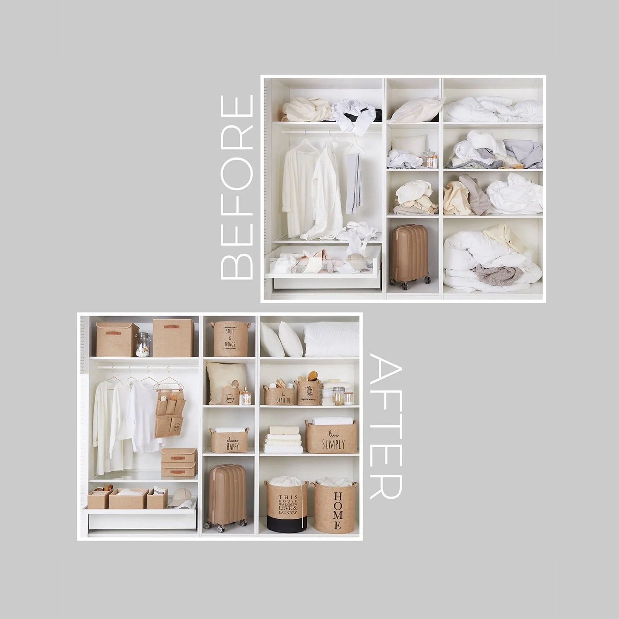 Beige Jute Storage Basket