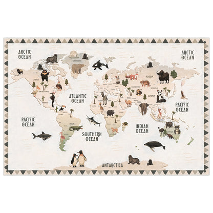 Animal Map Area Rug