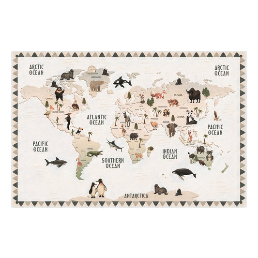 Animal Map Area Rug