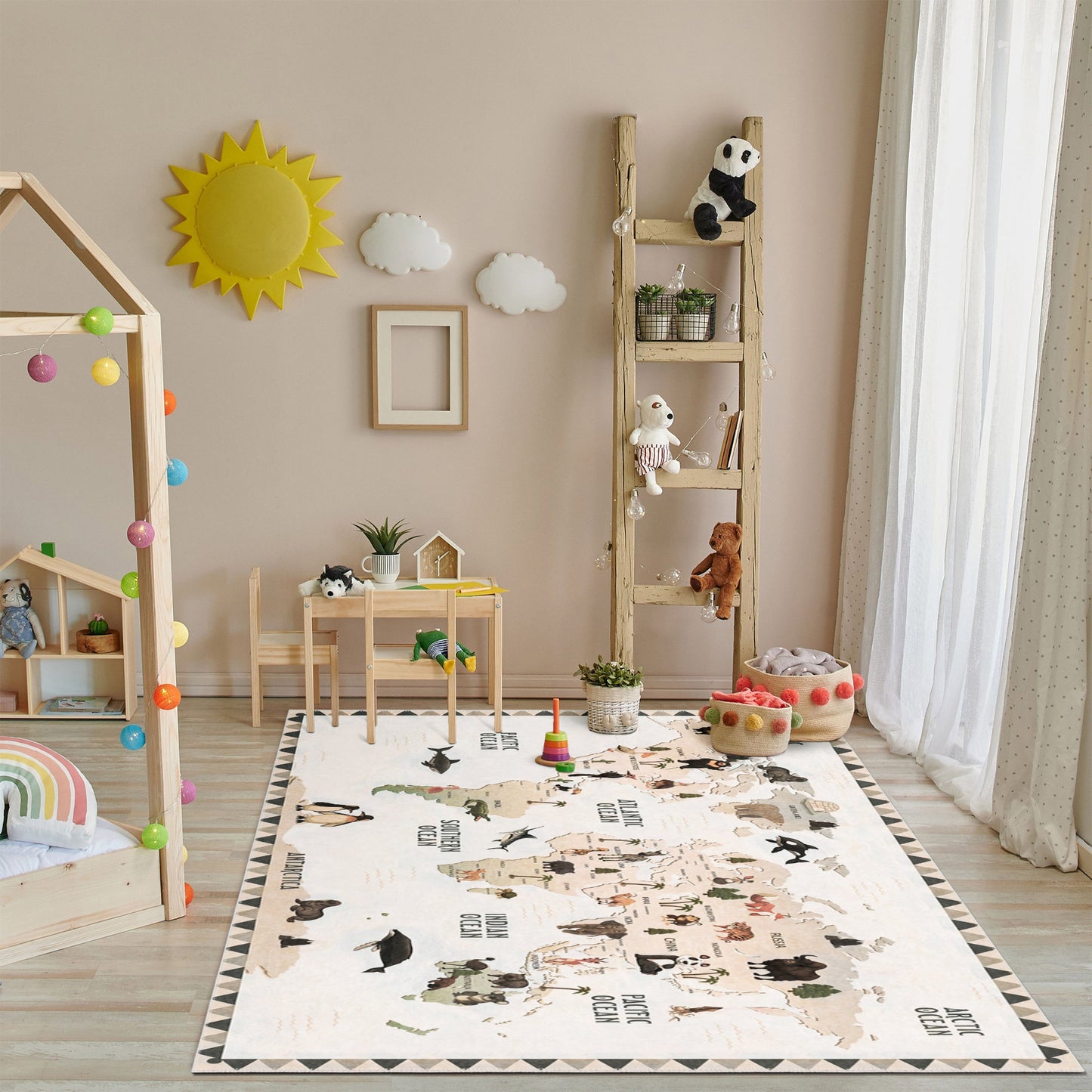 Animal Map Area Rug