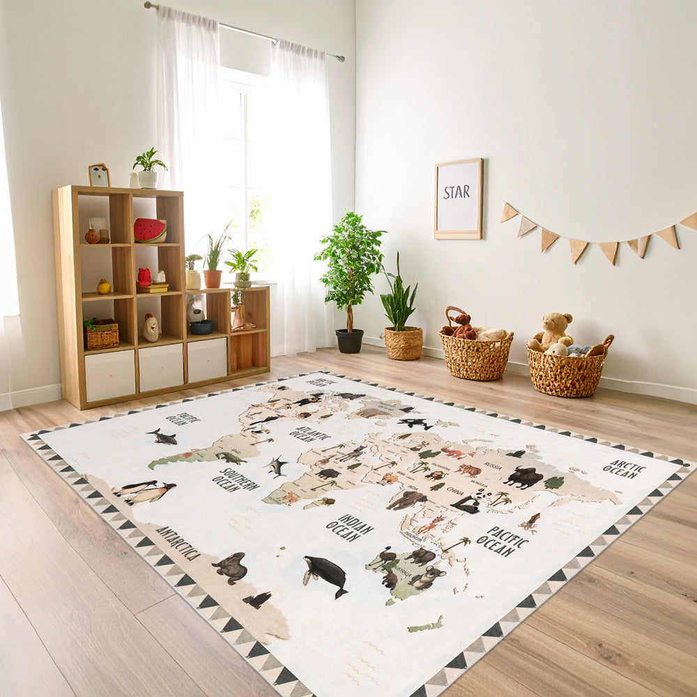 Animal Map Area Rug