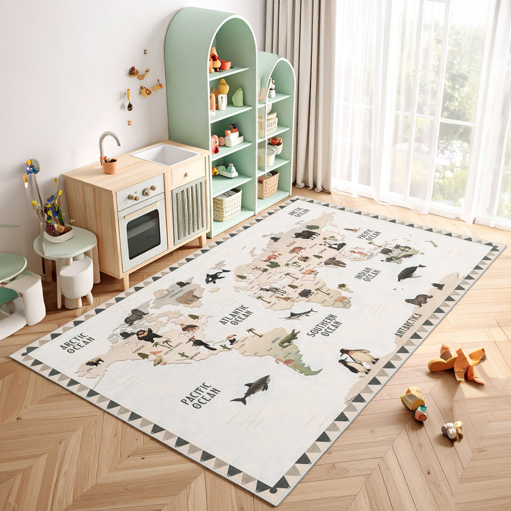 Animal Map Area Rug