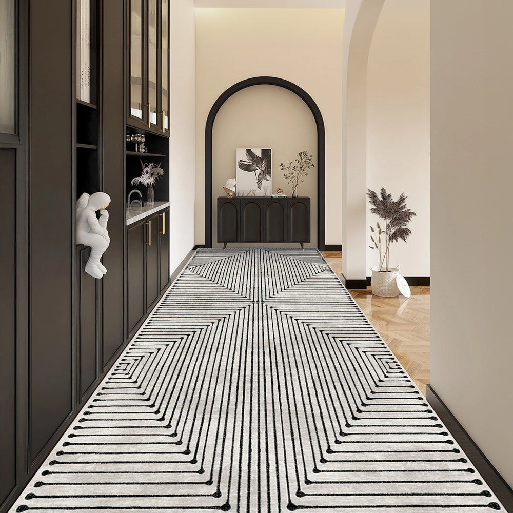 Ossa Area Rug – Modern Scandinavian Black Washable Rug for Living