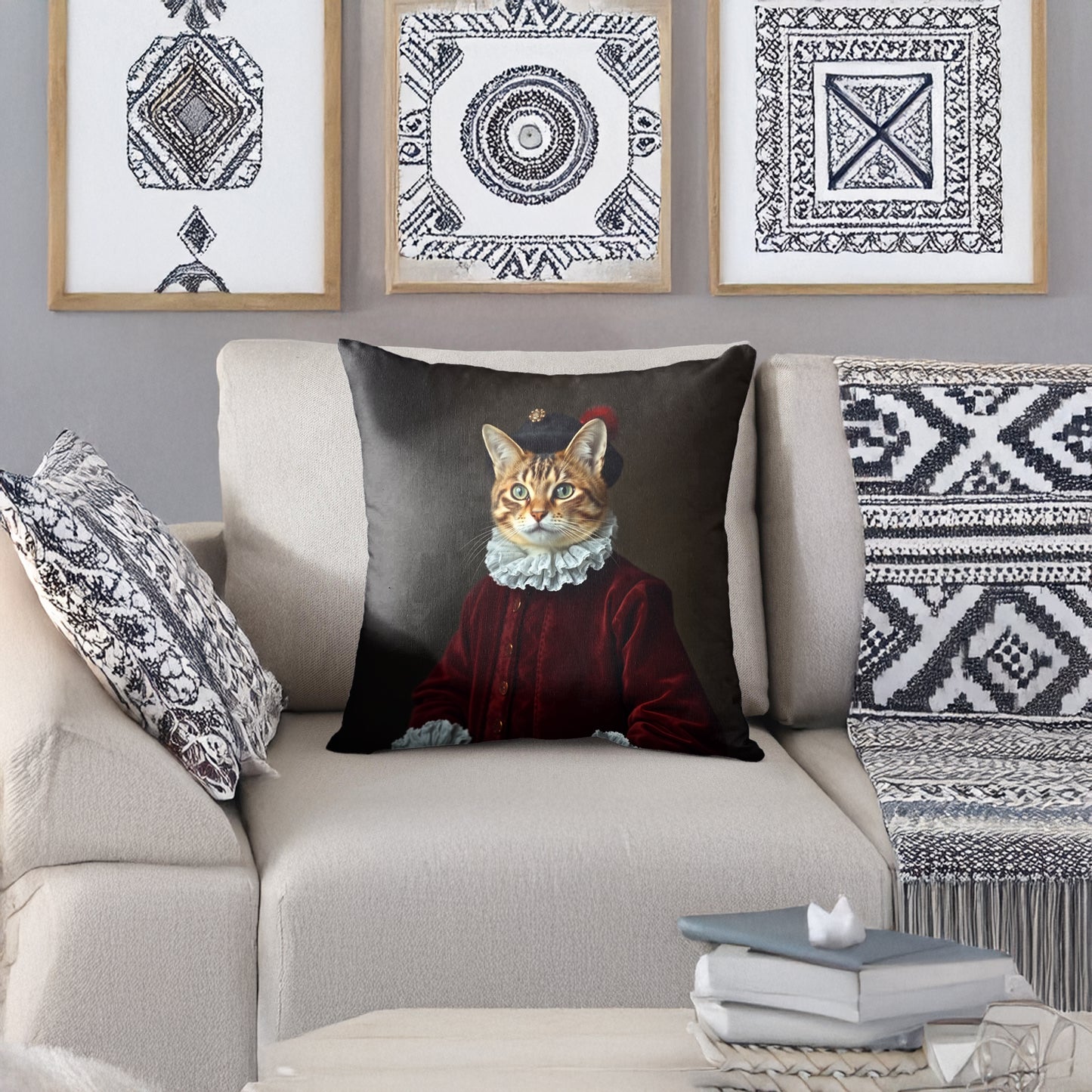 Vintage Cat Throw Pillow Cover