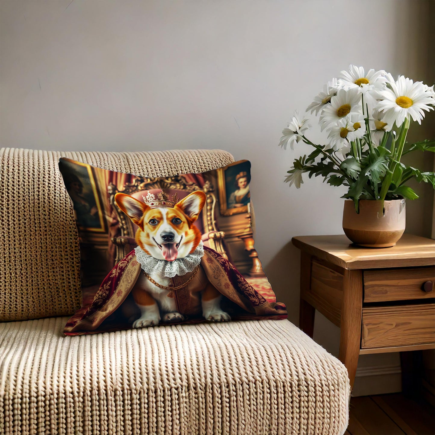 Vintage Dog Throw Pillow