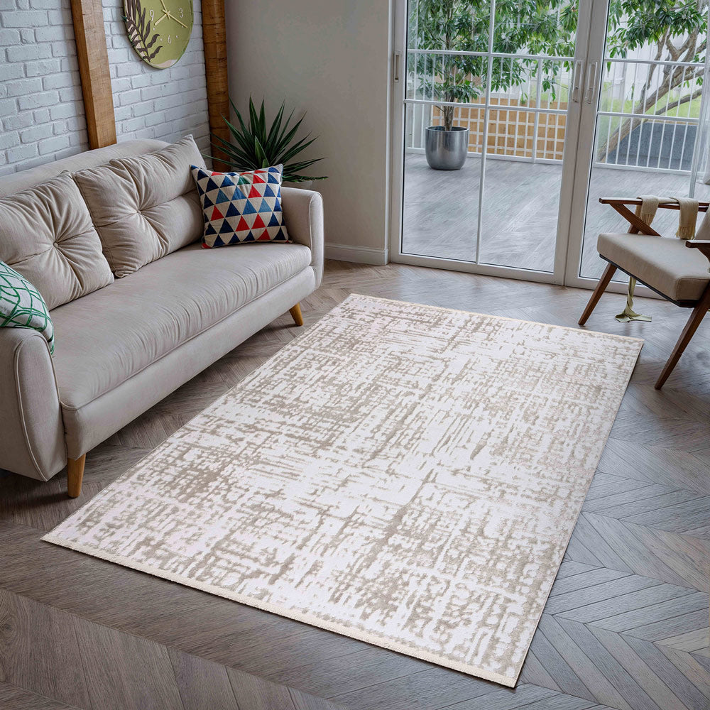 Pulse Beige Machine Woven Rug