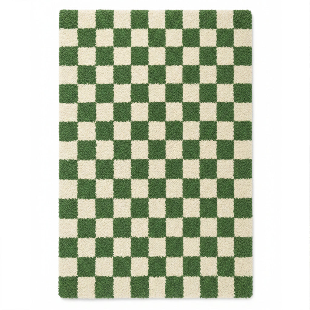Checkered Green Area Rug