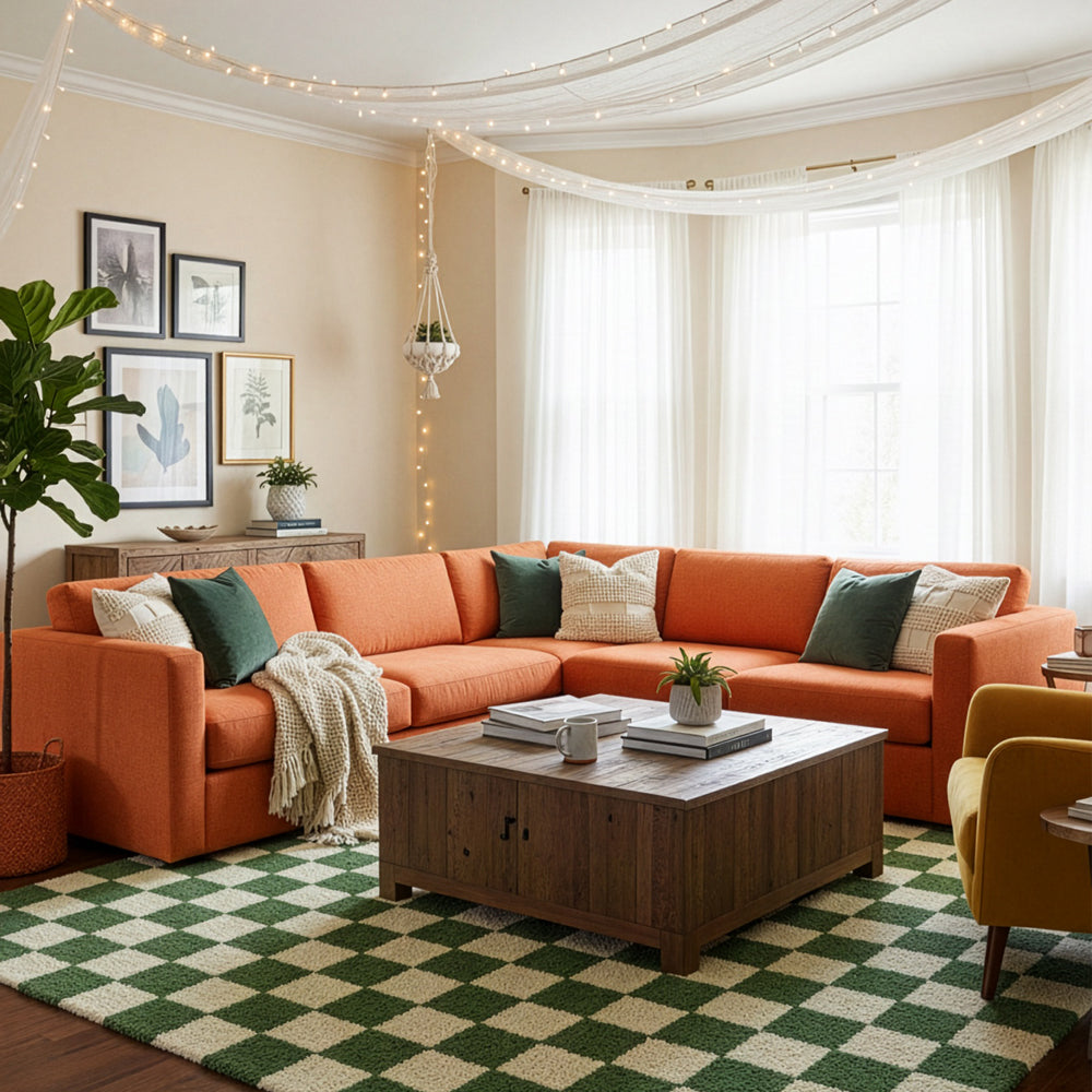 Checkered Green Area Rug