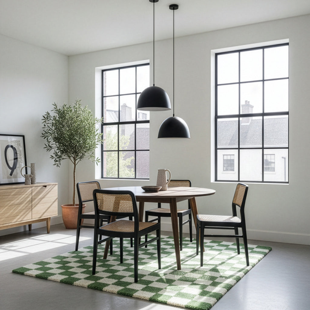 Checkered Green Area Rug