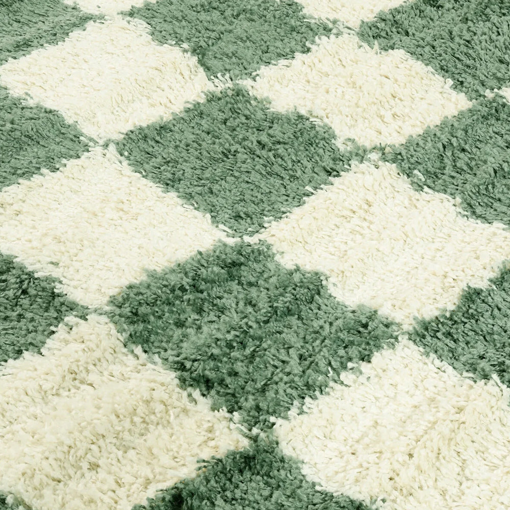 Checkered Green Area Rug