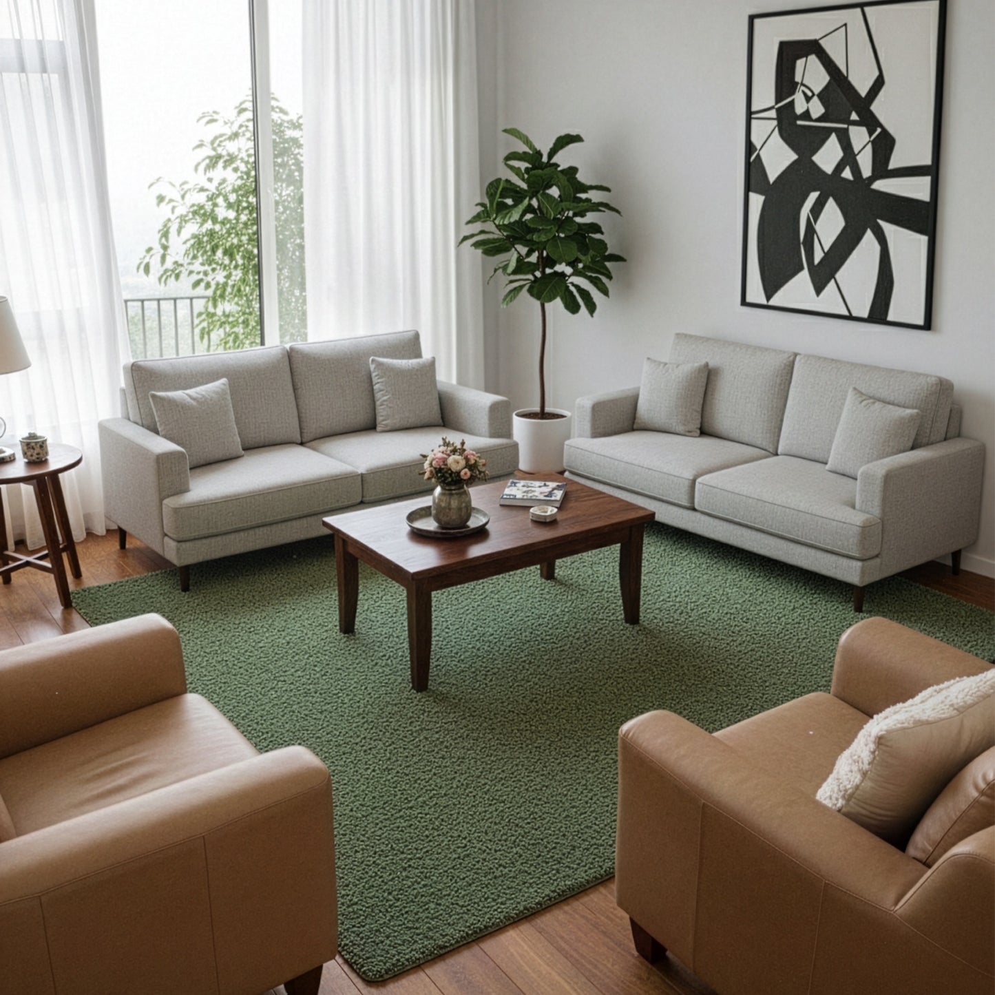 Shaggy Green Area Rug