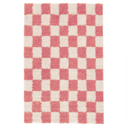 Checkered Pink Area Rug