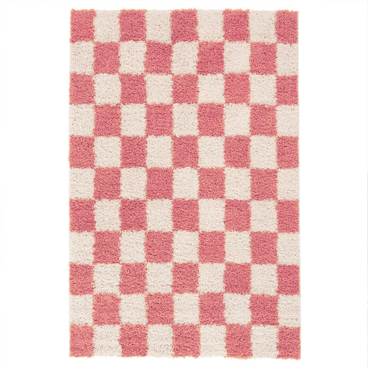 Checkered Pink Area Rug