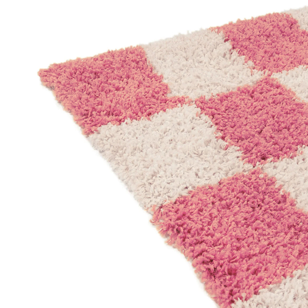 Checkered Pink Area Rug