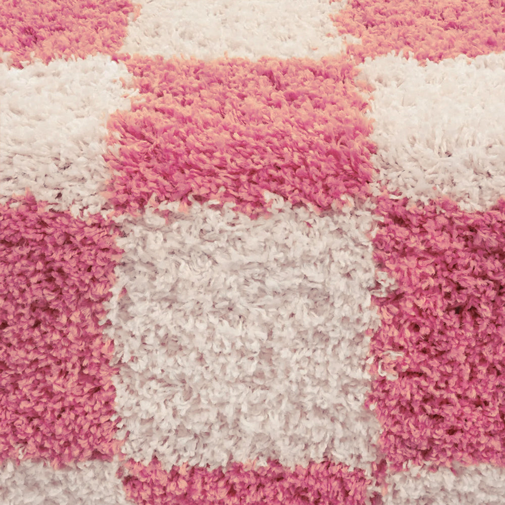Checkered Pink Area Rug