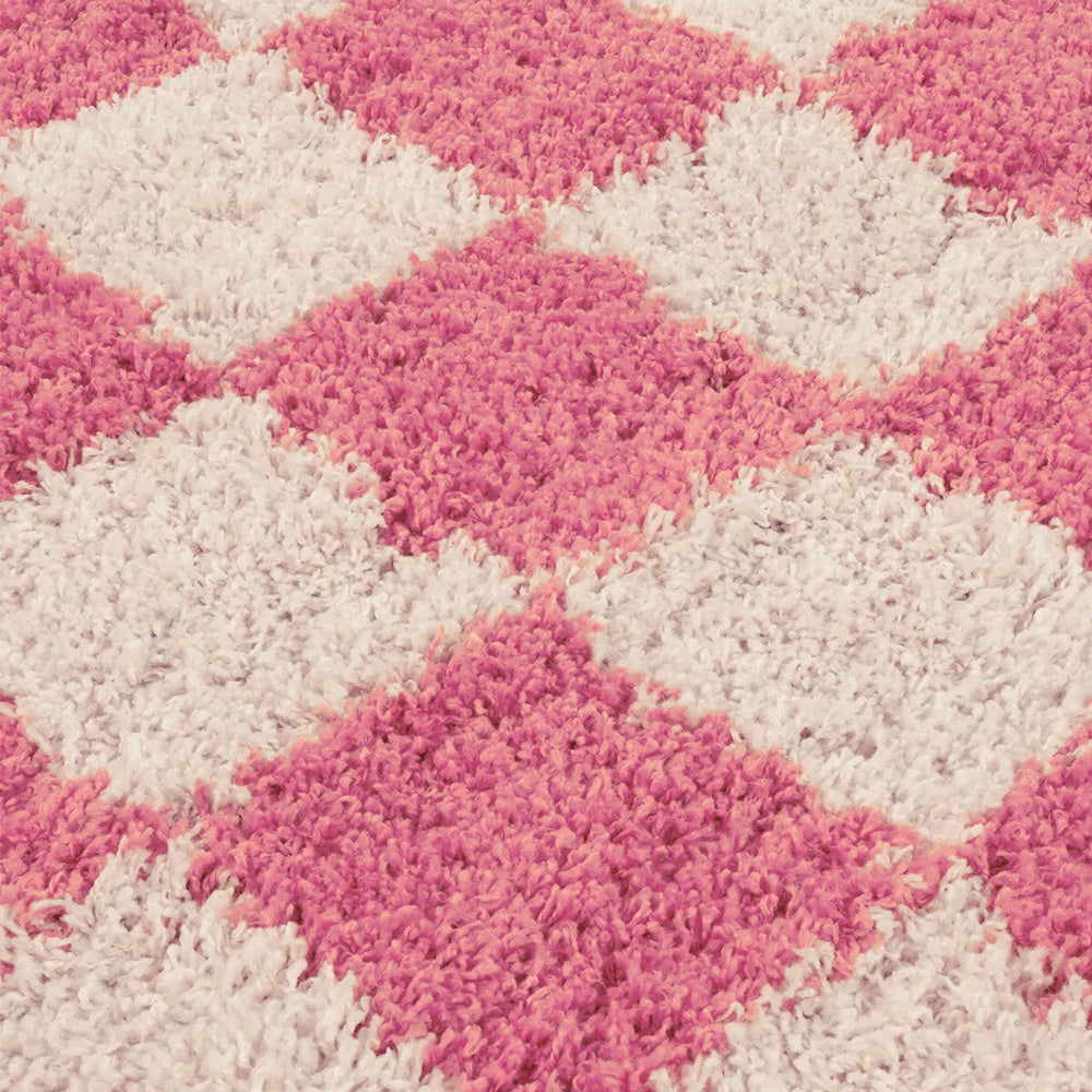 Checkered Pink Area Rug