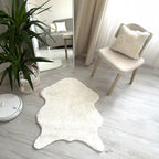 Cream Rabbit Plush Rug Flashrug
